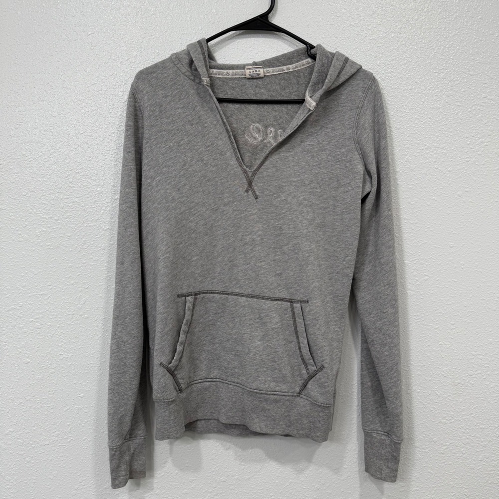 Victoria's Secret PINK Grey Hoodie Love Pinkโ Logo Fleece Sweatshirt XS